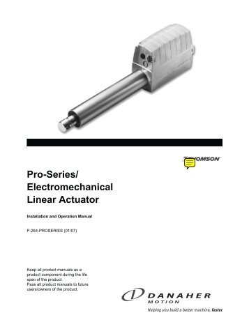 Pro-Series/ Electromechanical Linear Actuator - Hollin Applications