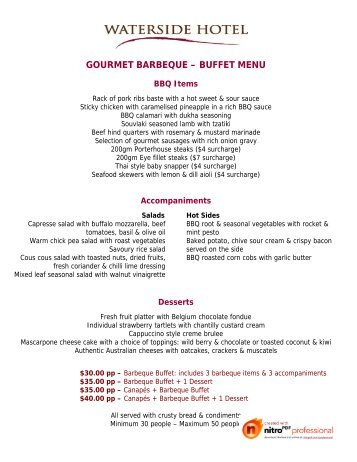 GOURMET BARBEQUE â BUFFET MENU - Menulog