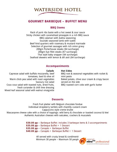 Gourmet Barbeque A Buffet Menu Menulog