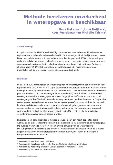 Stromingen-JRG19nr1 - Nederlandse Hydrologische Vereniging