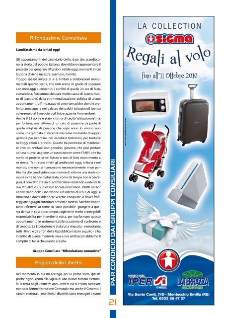 Notiziario Aprile 2010 - Comune di Montecchio Emilia