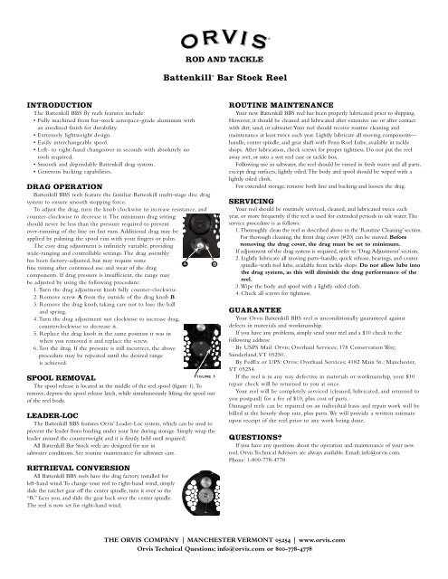 battenkill fly reels manual Battenkill® Bar Stock Reel
