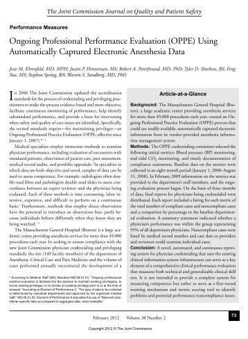 (OPPE) Using Automatically Captured Electronic Anesthesia Data