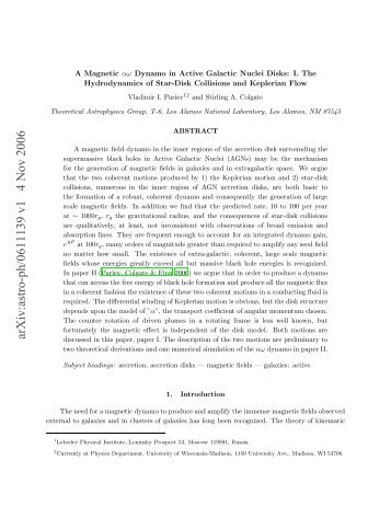 A Magnetic Î± Ï Dynamo in Active Galactic Nuclei Disks - NMT Physics