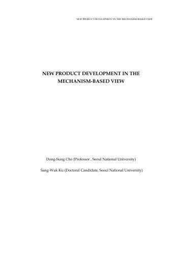 new product development in the mechanism-based view - 조동성