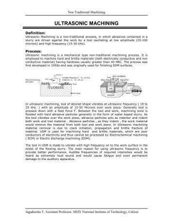 Ultrasonic Machining - National Institute of Technology