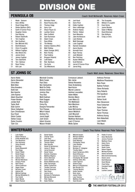 division one - Victorian Amateur Football Association