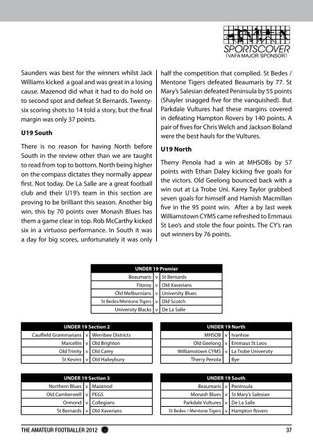 division one - Victorian Amateur Football Association