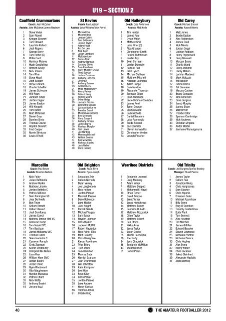 division one - Victorian Amateur Football Association