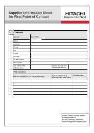Supplier Information Sheet for First Point of Contact - Hitachi Power ...