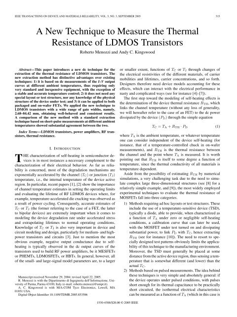 A New Technique to Measure the Thermal Resistance ... - IEEE Xplore