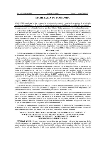 PROGRAMAS IMMEX CANCELADOS 15052008.pdf - Grupo FH