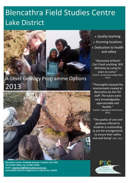 Geology Options - Field Studies Council