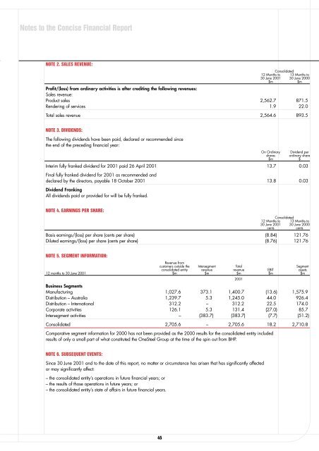 2001 Annual Report - OneSteel