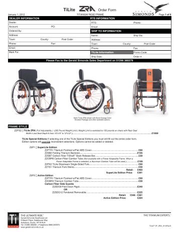 TiLite Price Lists - The Mobility Aids Centre