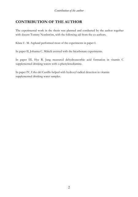 Pro-oxidant activity of vitamin C in drinking water ... - Ãbo Akademi