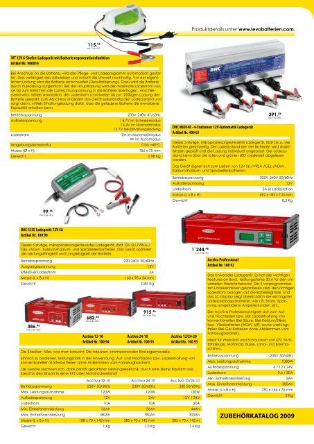 ZUBEHÖRKATALOG 2009 - LEVO Batterien AG