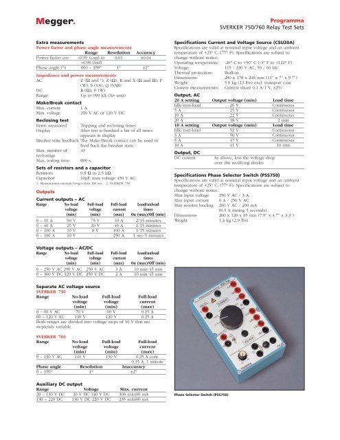 Programma SVERKER 750/760 Relay Test Sets - Surgetek