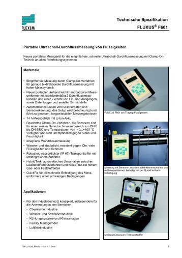 Technische Spezifikation FLUXUS F601 - PMSR-Technik