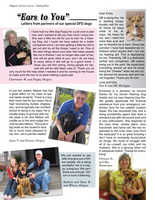 Spring 2012 - Issue #119 - Dogs for the Deaf, Inc.