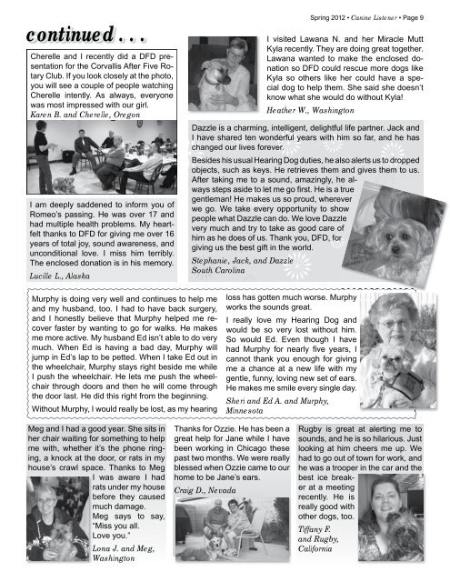 Spring 2012 - Issue #119 - Dogs for the Deaf, Inc.