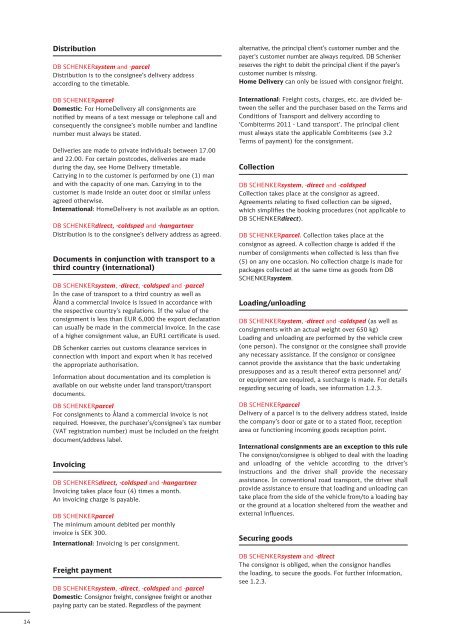 DB Schenker Terms and Conditions of Transport