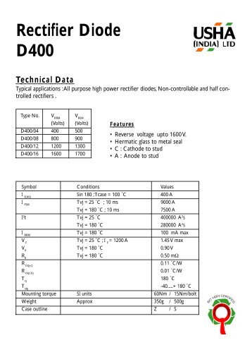 Rectifier Diode D400 Technical Data - Datasheets