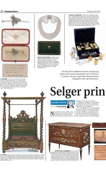 "Selger prinsessens skatter", Finansavisen ... - Loftet Antikviteter