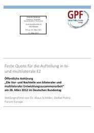 Feste Quote für die Aufteilung in bi- und multilaterale EZ