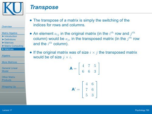 Chapter 5: Matrix Approaches to Simple Linear Regression