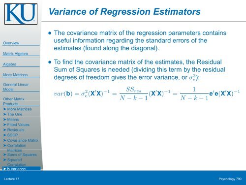 Chapter 5: Matrix Approaches to Simple Linear Regression