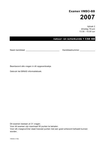 Examen VMBO-BB 2007 - NVON