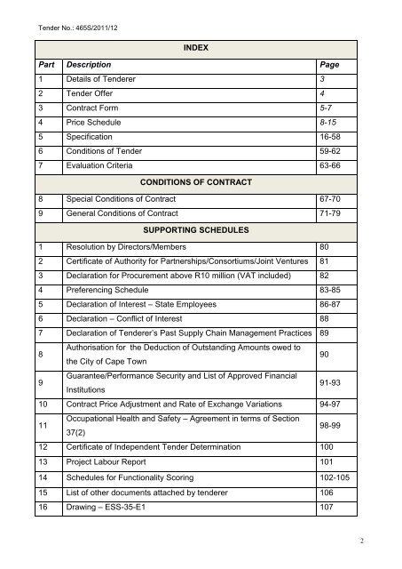 Tender No.: 465S/2011/12 - City of Cape Town