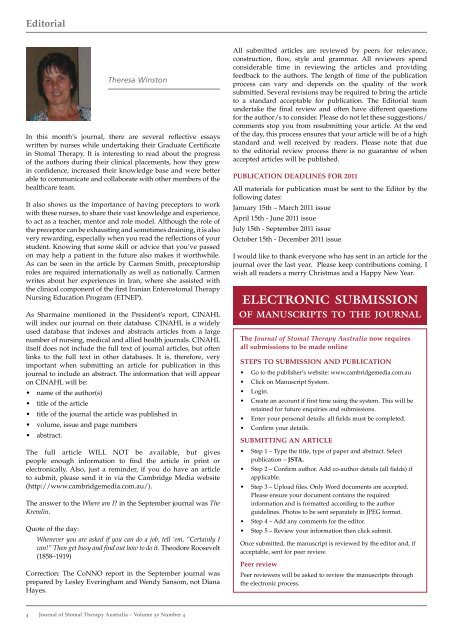 JSTA December 2010 - Australian Association of Stomal Therapy ...