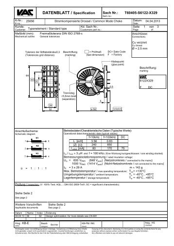 DATENBLATT / Specification - Vacuumschmelze