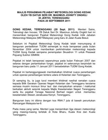 majlis perasmian pejabat meteorologi gong kedak oleh yb datuk seri ...
