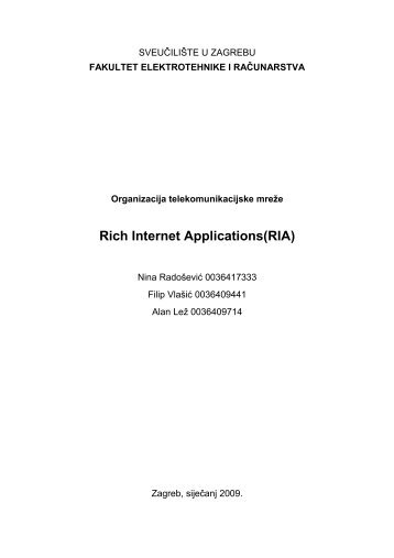 Rich Internet Applications(RIA) - FER - Sveučilište u Zagrebu