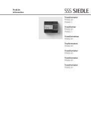 Produkt- information Transformator TR 602-01 TR 602-1 ... - Siedle