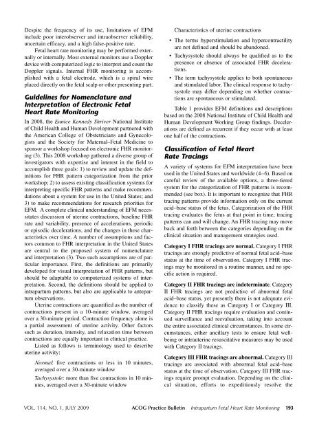 ACOG Practice Bulletin: Intrapartum Fetal Heart rate Monitoring