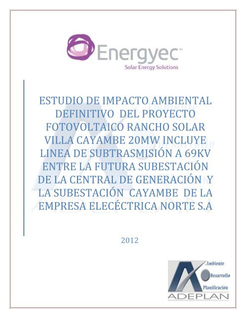 estudio de impacto ambiental definitivo del proyecto ... - CONELEC