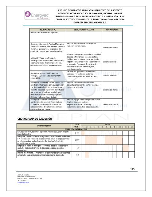 estudio de impacto ambiental definitivo del proyecto ... - CONELEC