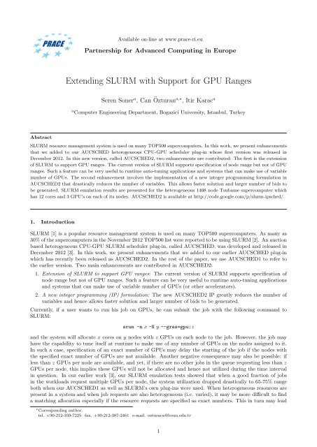 Extending SLURM with Support for GPU Ranges - prace