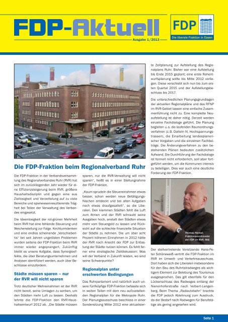 FDP-Aktuell - Ausgabe 1/2013 - FDP-Fraktion im Rat der Stadt Essen