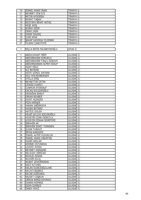 Liste - TÃ¼bitak