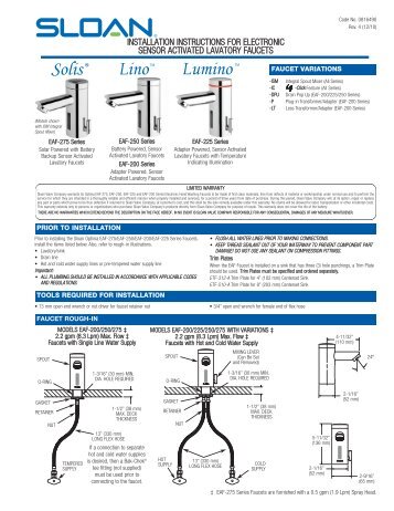 Installation Instructions for Electronic Sensor Activated Solis, Lino ...