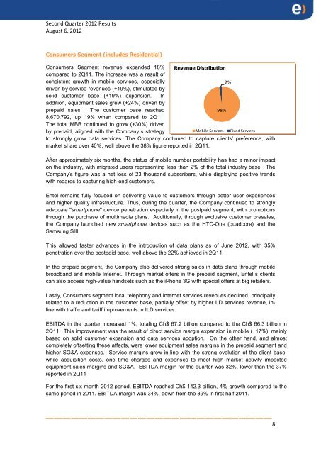 Second Quarter 2012 Results - Entel