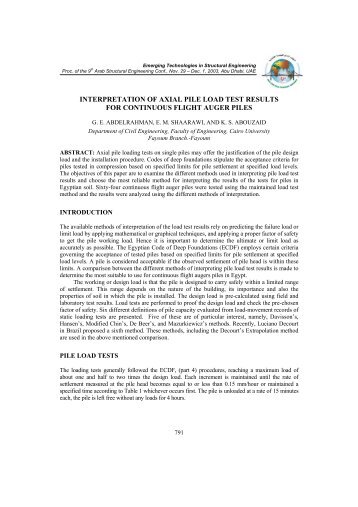 INTERPRETATION OF AXIAL PILE LOAD TEST RESULTS FOR ...