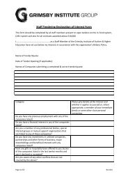 Staff Tendering Declaration of Interest Form - Grimsby Institute of ...