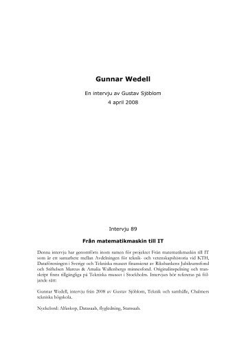 Microsoft Word - Gunnar Wedell - Tekniska museet
