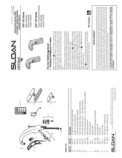 Maintenance Guide Sloan Valve Company